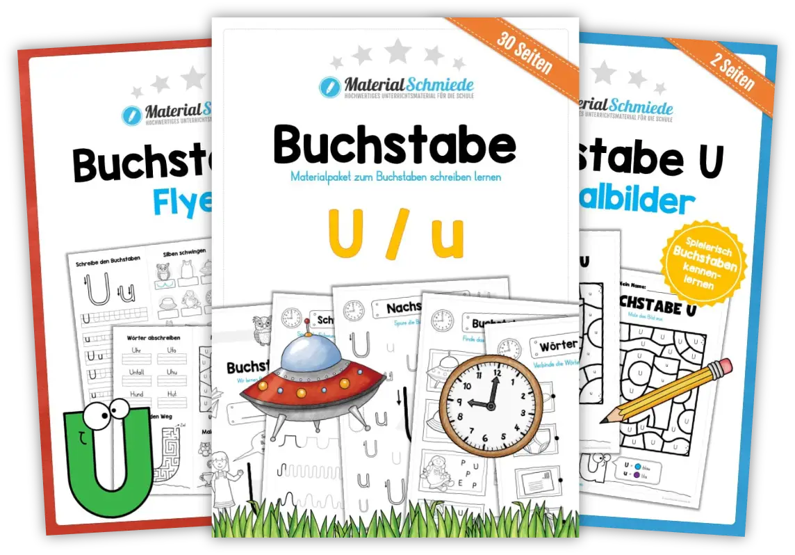 Unterrichtsmaterial mit Aufgaben und Übungen zum Buchstaben U / u (1. Klasse)