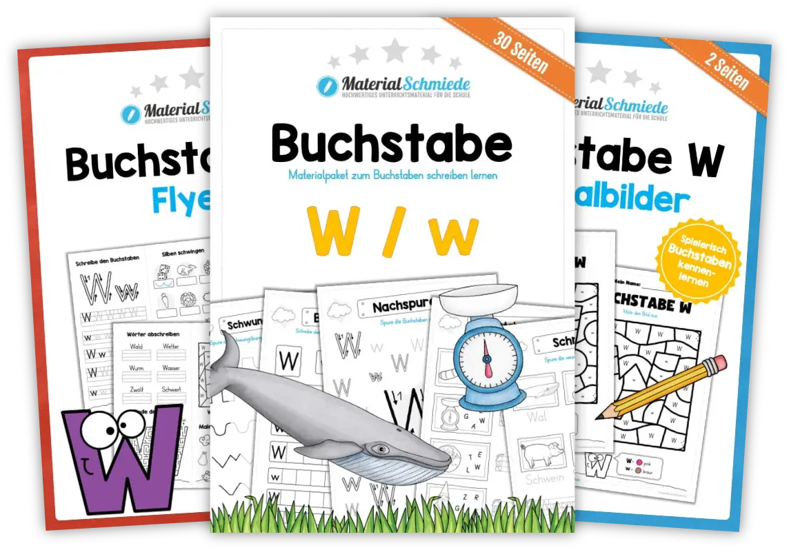 Unterrichtsmaterial mit Aufgaben und Übungen zum Buchstaben W / w (1. Klasse)