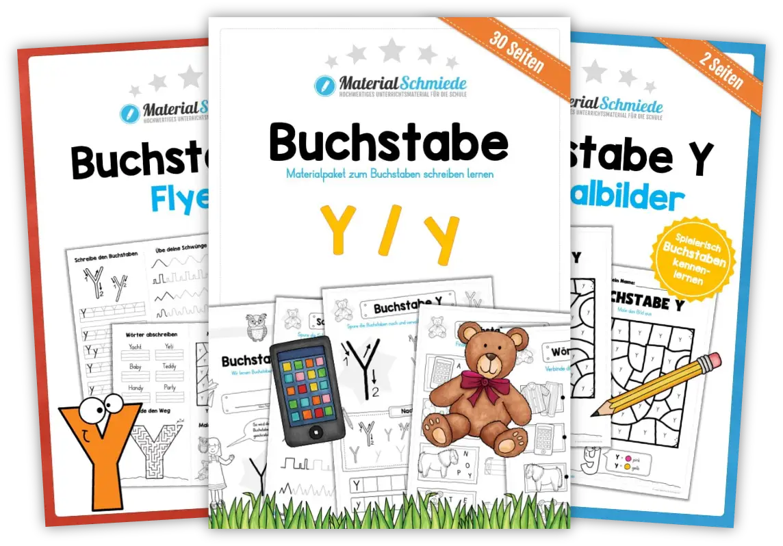 Unterrichtsmaterial mit Aufgaben und Übungen zum Buchstaben Y / y (1. Klasse)