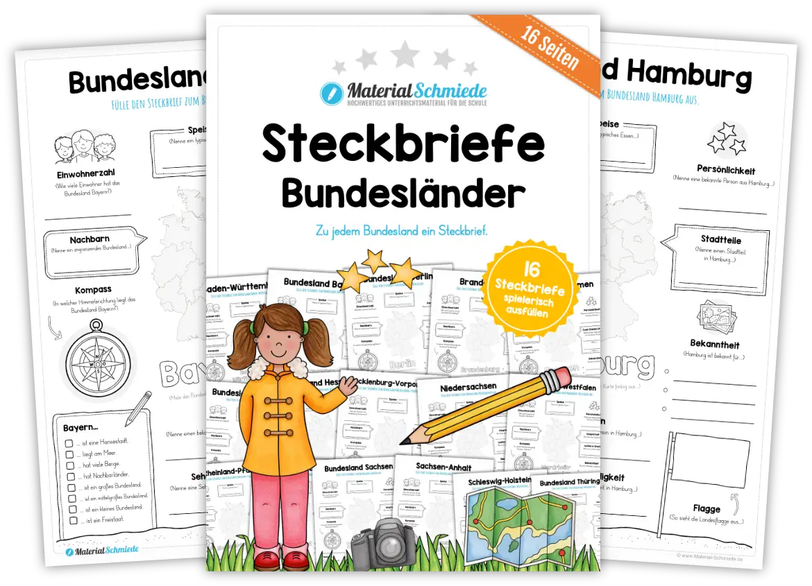 Unterrichtsmaterial Bundesländer - Arbeitsblätter und Übungen (3. & 4. Klasse)