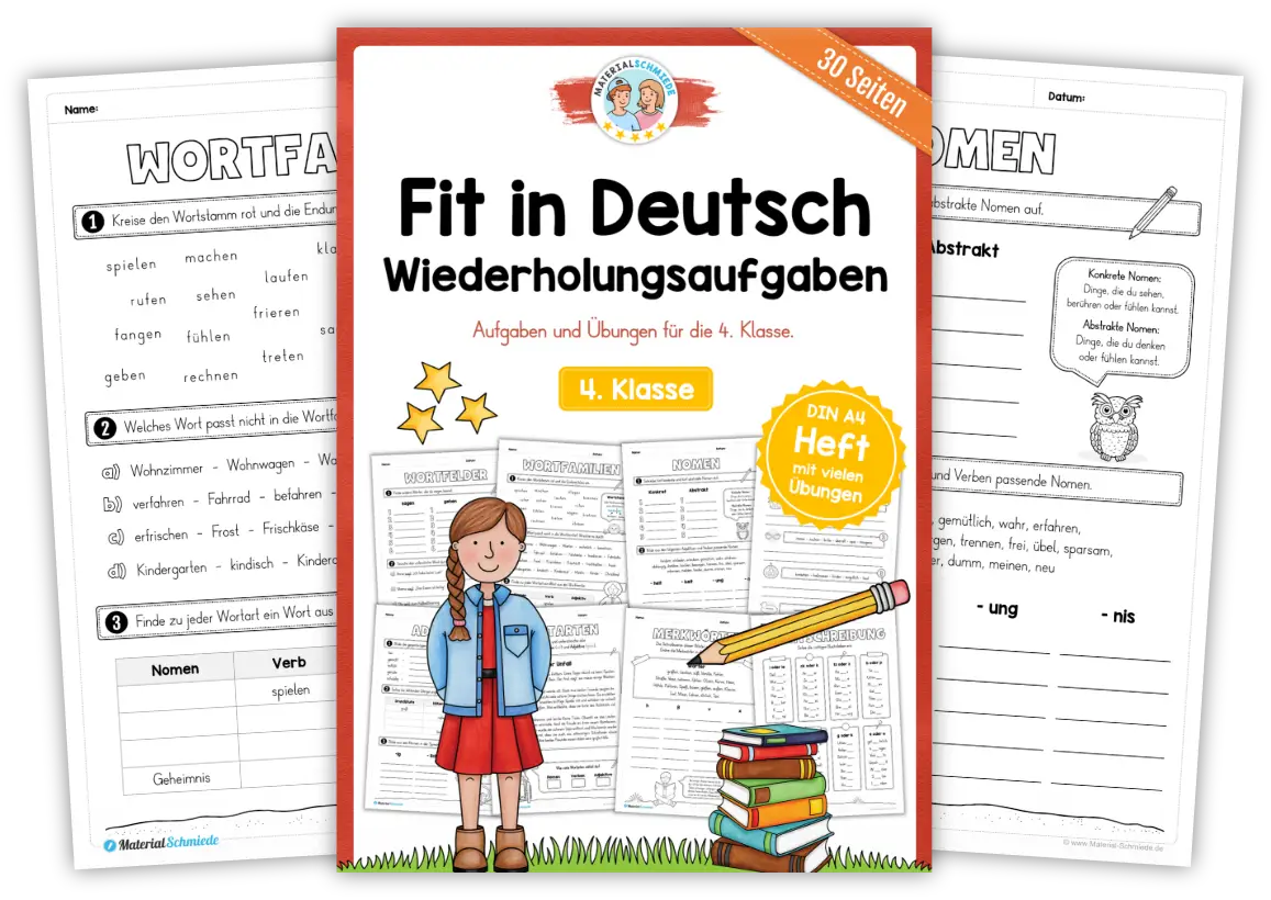 Unterrichtsmaterial Deutsch 4. Klasse - Arbeitsblätter & Übungen (als PDF zum Download)
