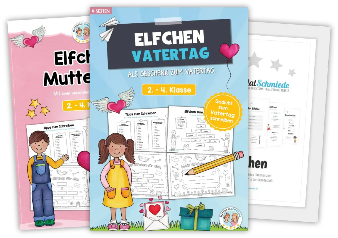 Unterrichtsmaterial Vatertag - Arbeitsblätter, Übungen, Geschenkvorlagen (Vorschule & 1. - 4. Klasse)
