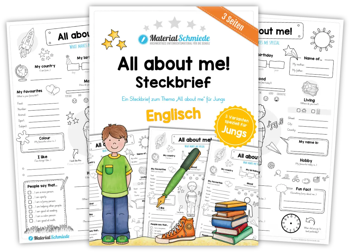 Unterrichtsmaterial Englisch: Das bin ich / All about me - Arbeitsblätter und Übungen (3. & 4. Klasse)