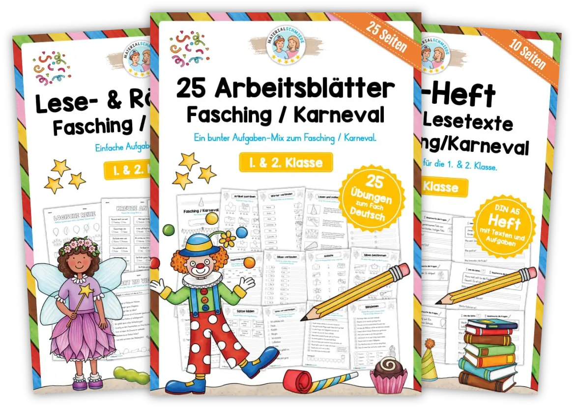 Unterrichtsmaterial Fasching & Karneval (Vorschule & 1. - 4. Klasse)