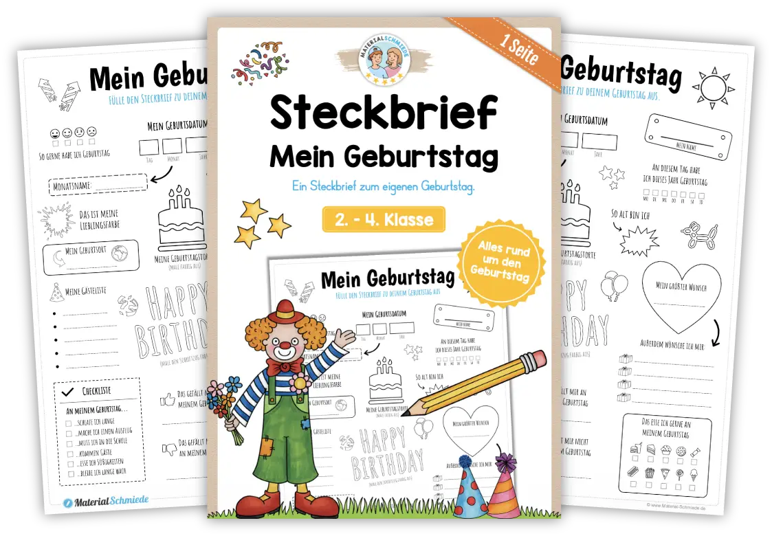 Unterrichtsmaterial Geburtstag - Arbeitsblätter & Übungen (1. - 4. Klasse)