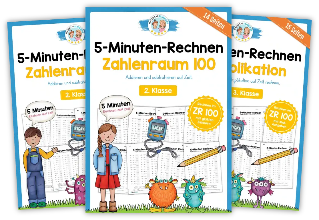 5-Minuten-Rechnen im Zahlenraum 100 (Mathe 2. Klasse) - Arbeitsblätter und Übungen