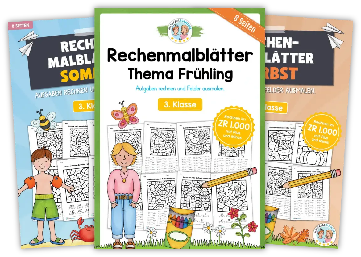 Mathe Rechenmalblätter für die 3. Klasse