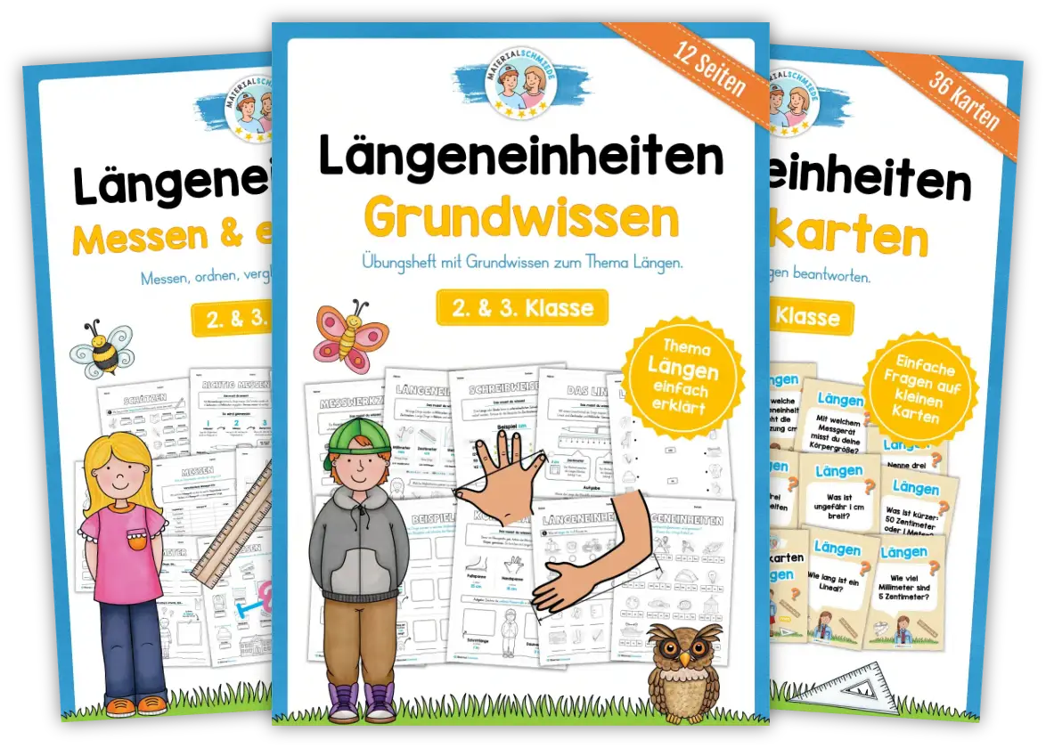 Unterrichtsmaterial Längen & Längeneinheiten - Arbeitsblätter und Übungen (Mathe 2. & 3. Klasse)