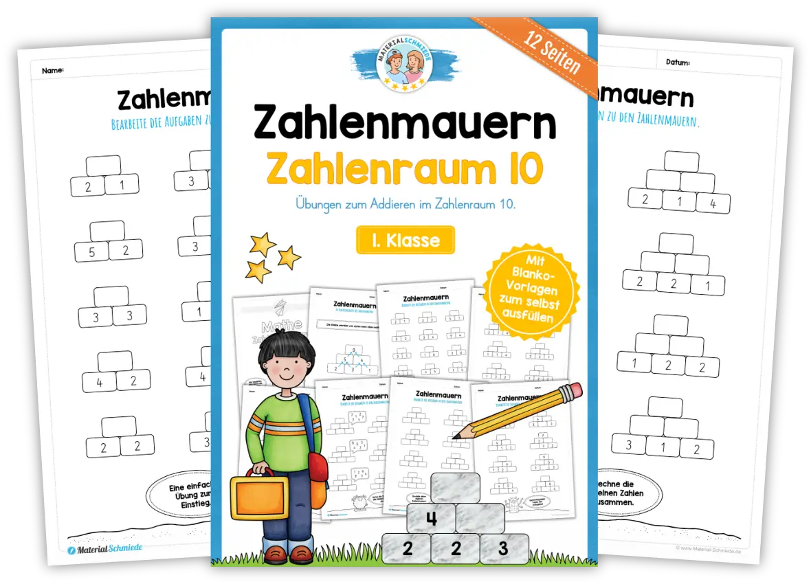 Unterrichtsmaterial Rechenmauern - Arbeitsblätter und Übungen (Mathe 1. & 2. Klasse)