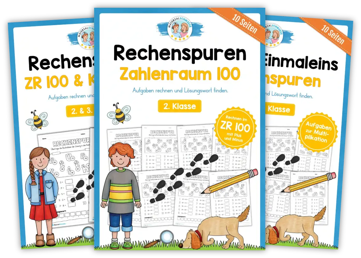 Unterrichtsmaterial Rechenspuren - Arbeitsblätter und Übungen (Mathe 1. - 3. Klasse)