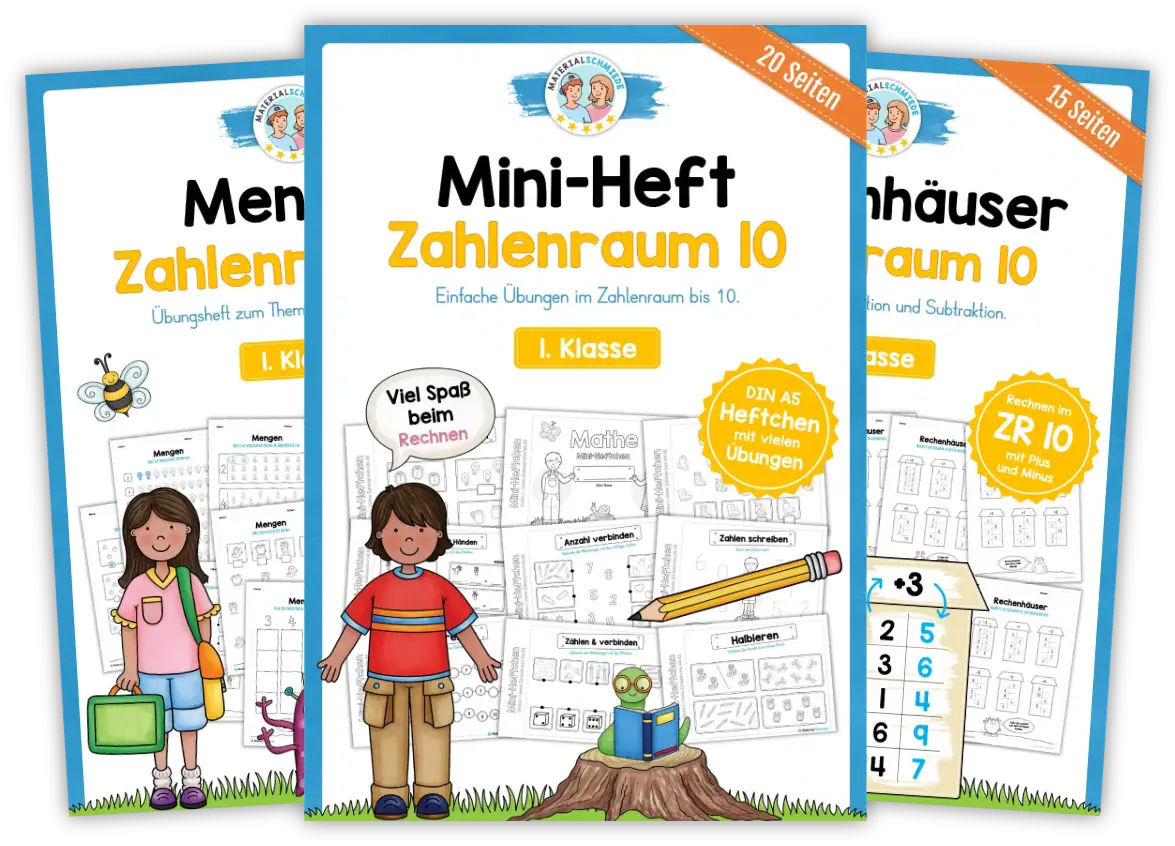 Unterrichtsmaterial Zahlenraum 10 - Arbeitsblätter und Übungen (Mathe 1. Klasse)