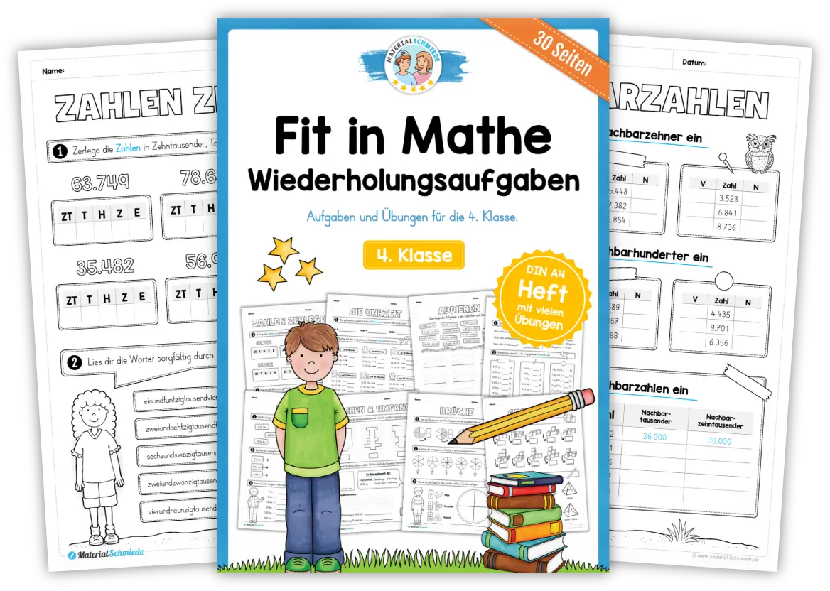 Unterrichtsmaterial Zahlenraum 100.000 - Arbeitsblätter und Übungen (Mathe 4. Klasse)