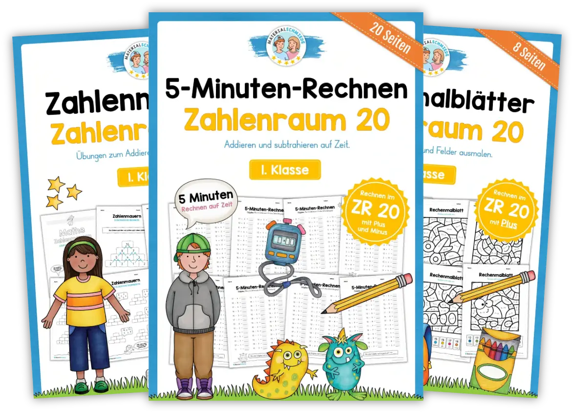 Unterrichtsmaterial Zahlenraum 20 - Arbeitsblätter und Übungen (Mathe 1. Klasse)