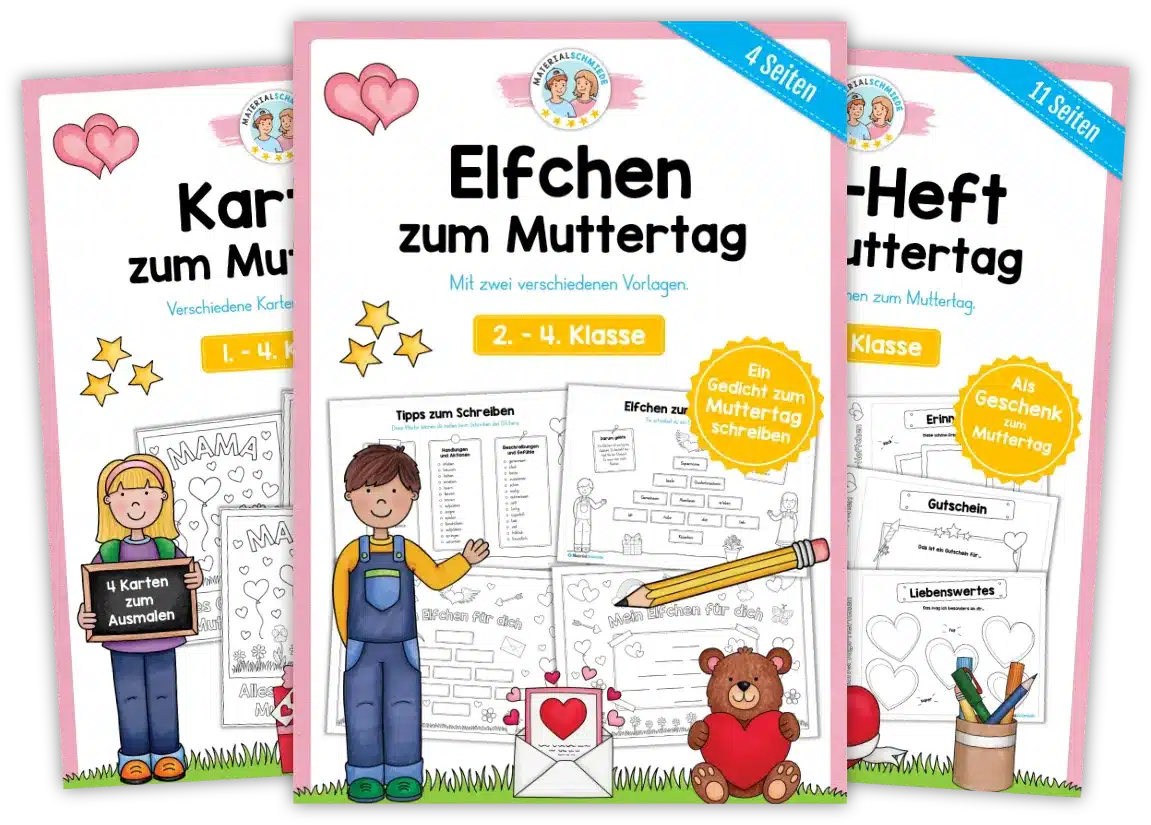 Unterrichtsmaterial Muttertag - Arbeitsblätter, Übungen, Geschenkvorlagen (Vorschule & 1. - 4. Klasse)