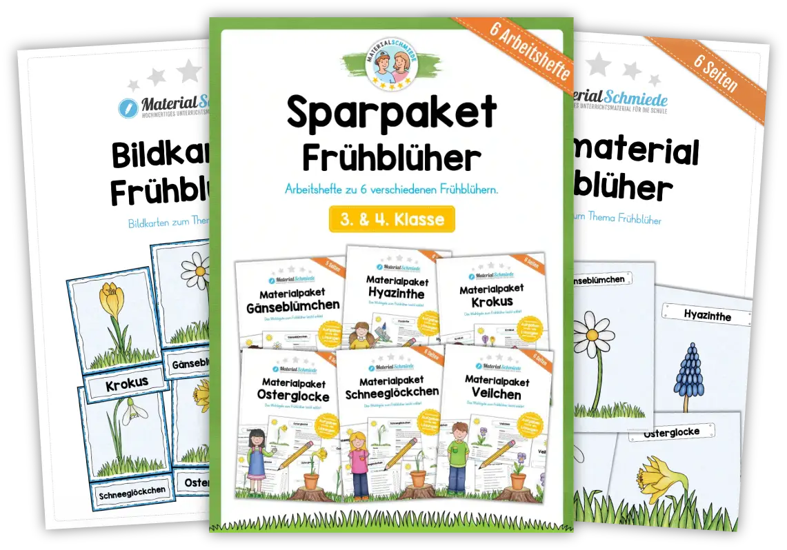 Unterrichtsmaterial Frühblüher - Arbeitsblätter und Übungen (Vorschule und 3. & 4. Klasse)