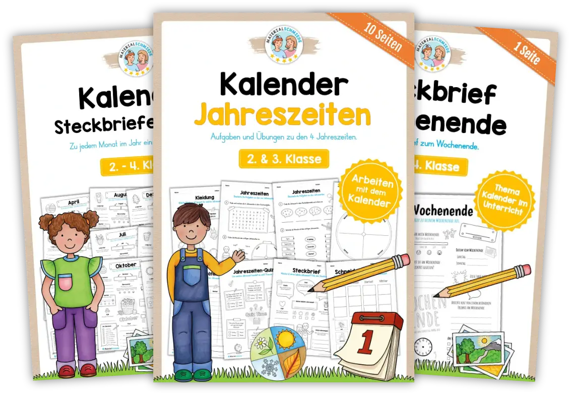 Unterrichtsmaterial Kalender - Arbeitsblätter und Übungen (2. - 4. Klasse)