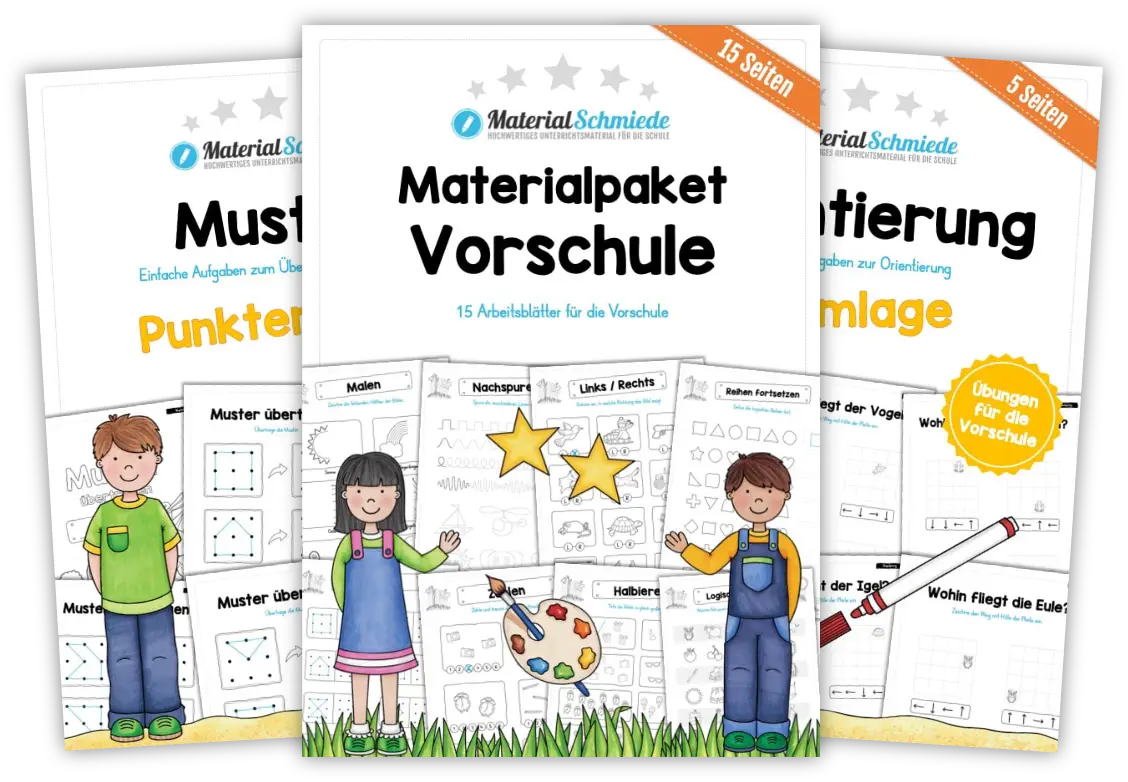 Unterrichtsmaterial, Arbeitsblätter und Übungen für die Vorschule (Als PDF zum Download)