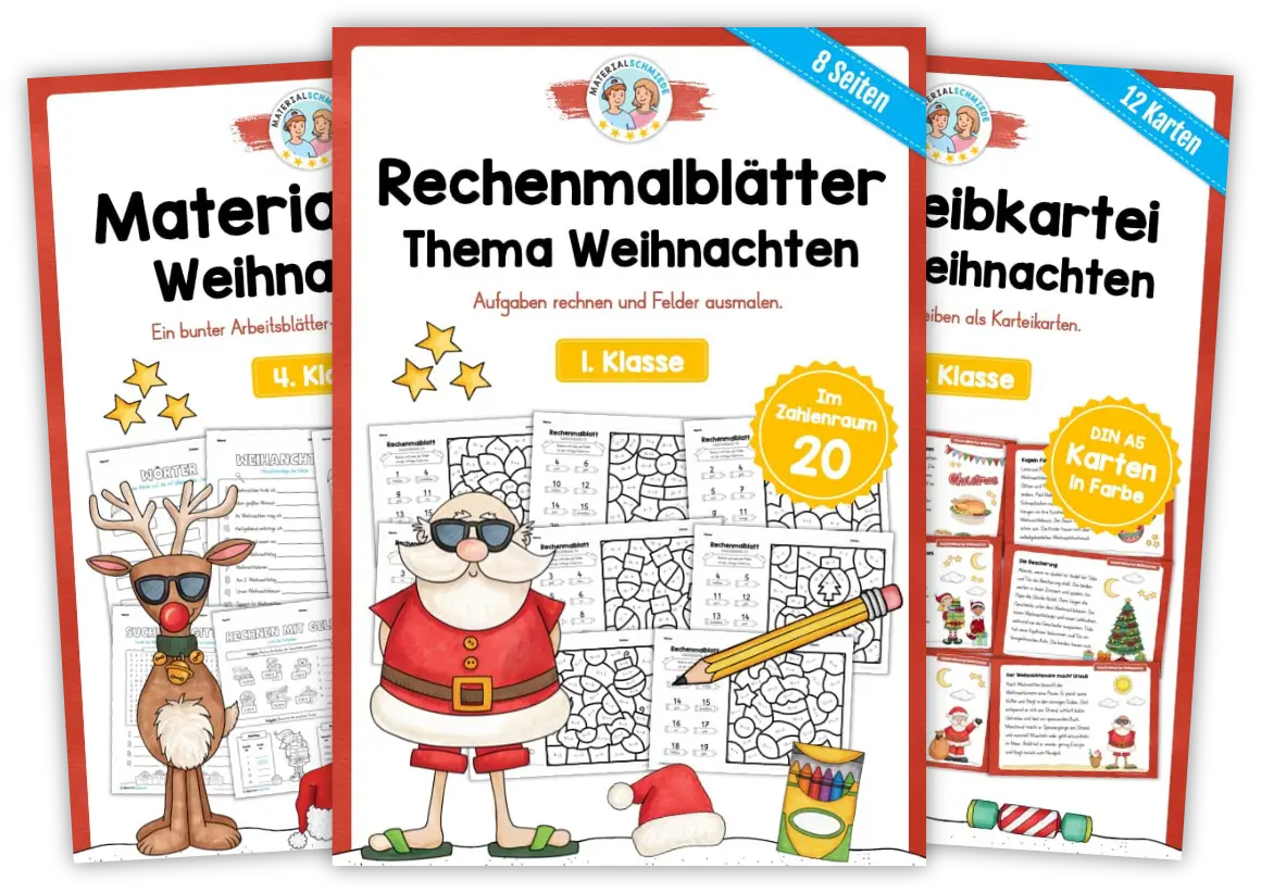 Unterrichtsmaterial Weihnachten - Arbeitsblätter, Übungen, Geschenkvorlagen (Vorschule & 1. - 4. Klasse)