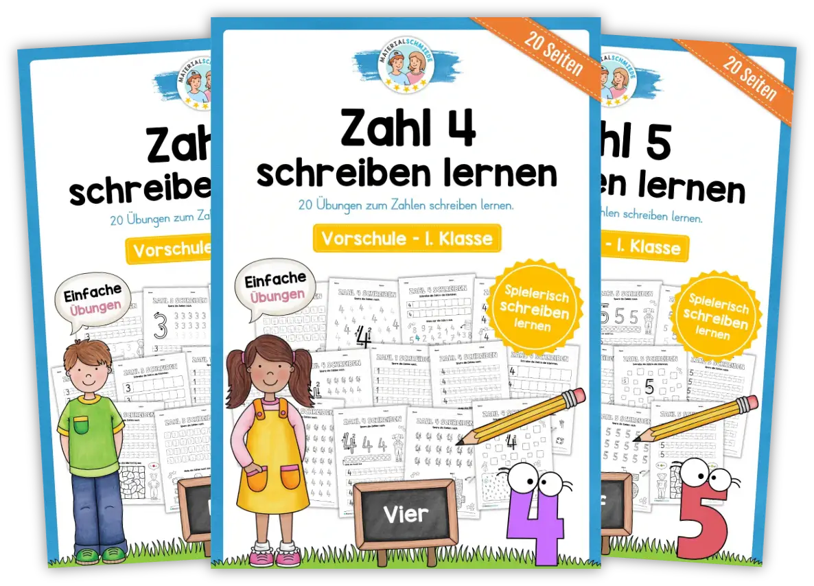 Unterrichtsmaterial: Zahlen schreiben lernen - Arbeitsblätter & Übungen (1. Klasse)