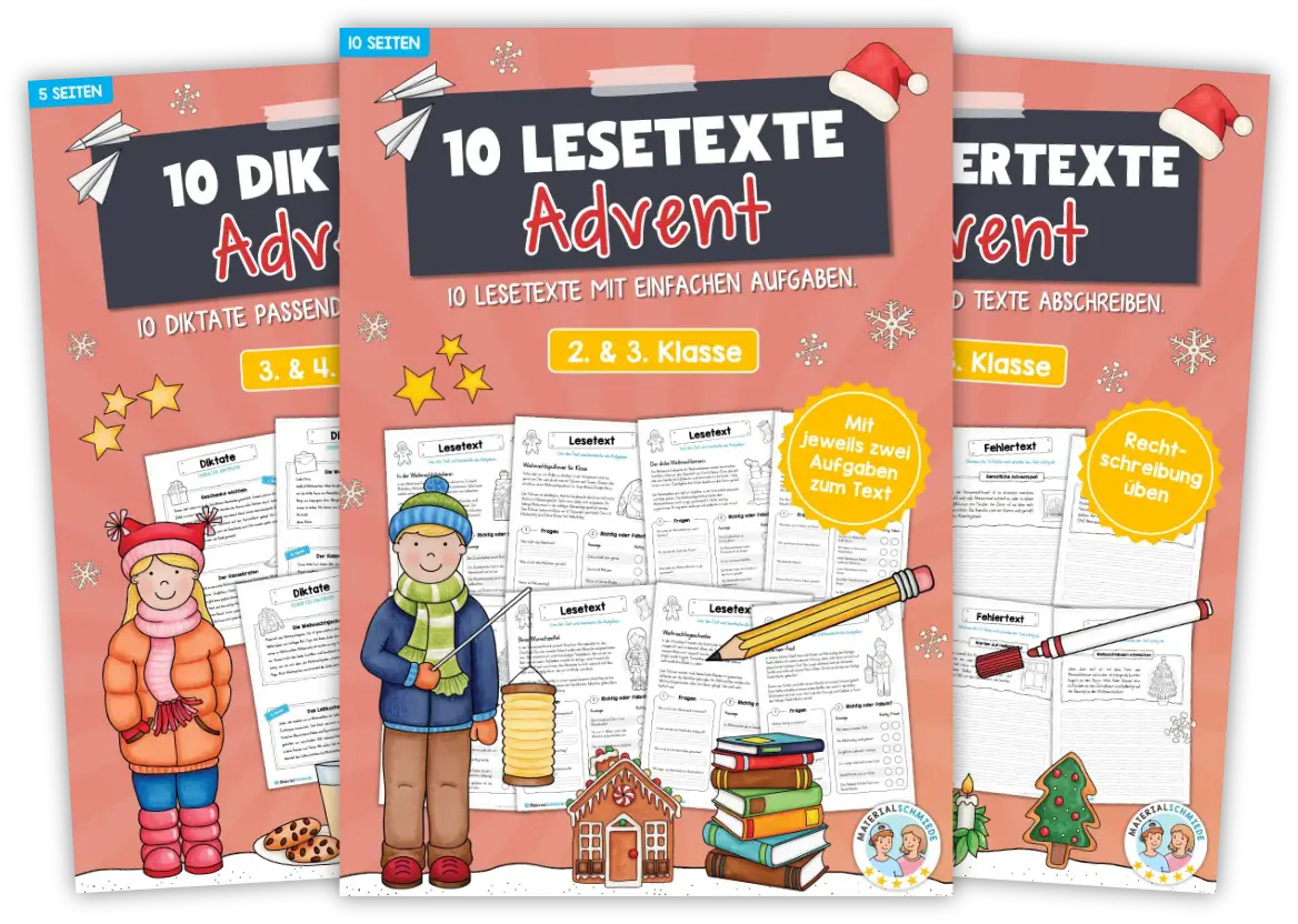 Unterrichtsmaterial Advent - Arbeitsblätter, Übungen, Geschenkvorlagen (Vorschule & 1. - 4. Klasse)