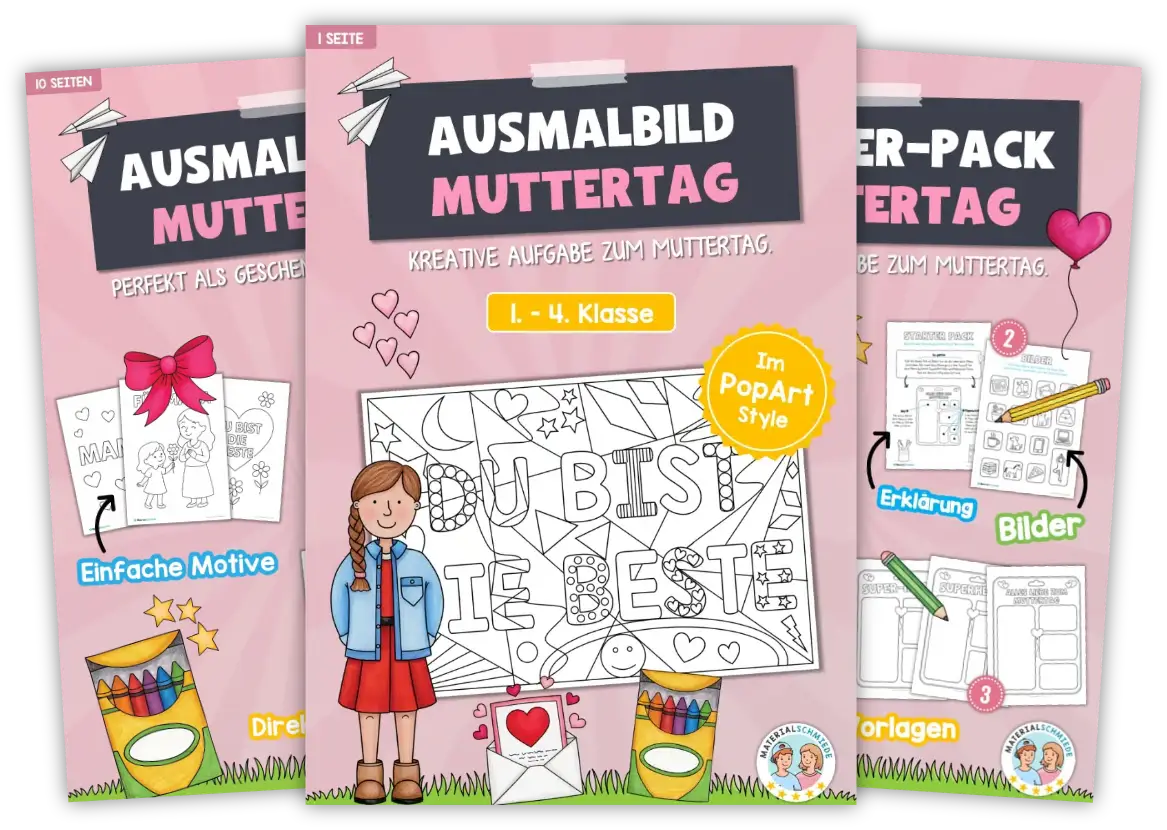 Unterrichtsmaterial Muttertag - Arbeitsblätter, Übungen, Geschenkvorlagen (Vorschule & 1. - 4. Klasse)