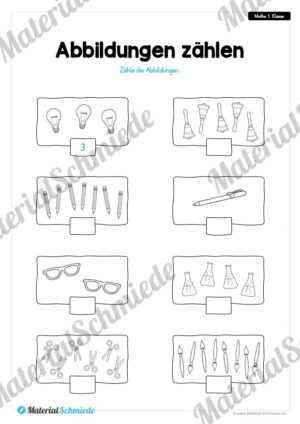 20 Mathe Übungen 1. Klasse (Abbildungen zählen)