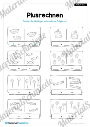 20 Mathe Übungen 1. Klasse (Plusrechnen)