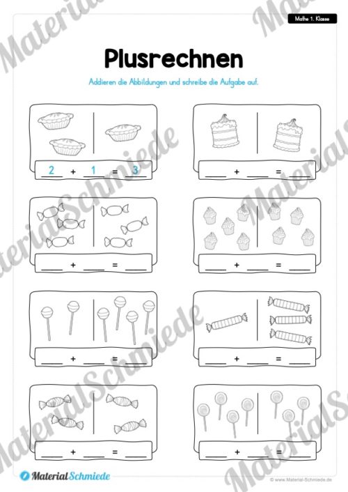 20 Mathe Übungen 1. Klasse (Plusrechnen)