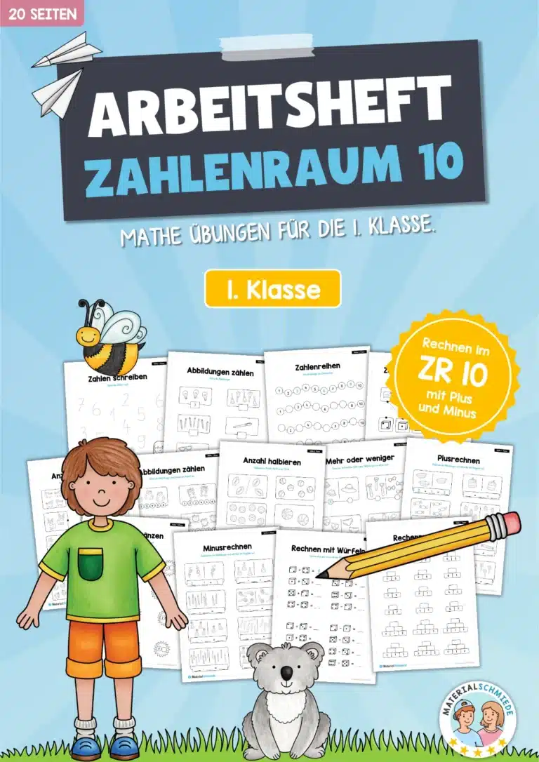 Arbeitsheft: Zahlenraum 10 (20 Arbeitsblätter)