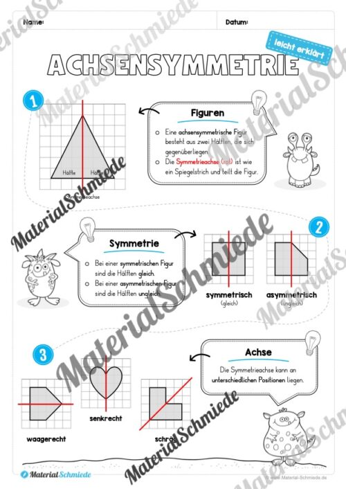 Achsensymmetrie: Arbeitsheft (Arbeitsblatt 02)