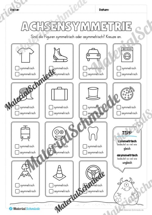 Achsensymmetrie: Arbeitsheft (Arbeitsblatt 03)