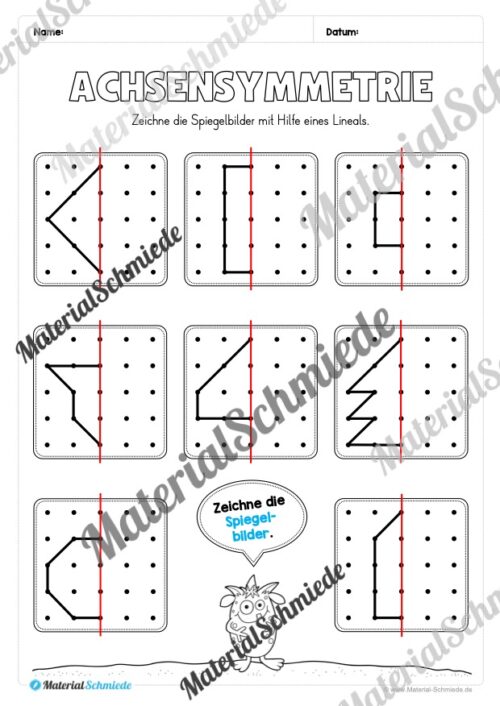Achsensymmetrie: Arbeitsheft (Arbeitsblatt 07)