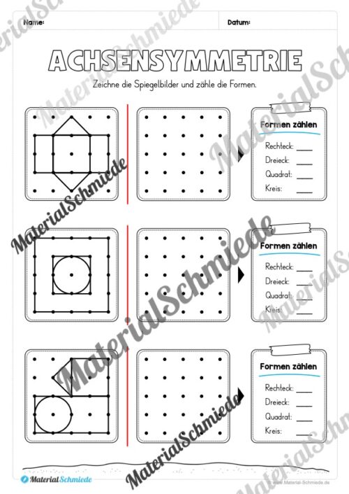 Achsensymmetrie: Arbeitsheft (Arbeitsblatt 08)