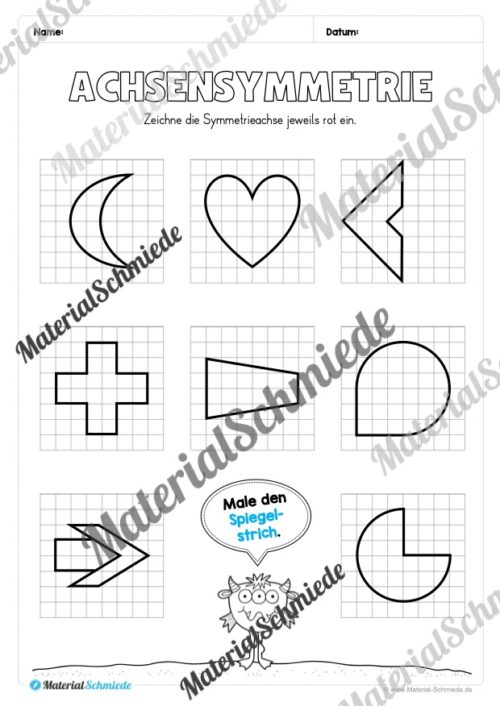 Achsensymmetrie: Arbeitsheft (Arbeitsblatt 09)