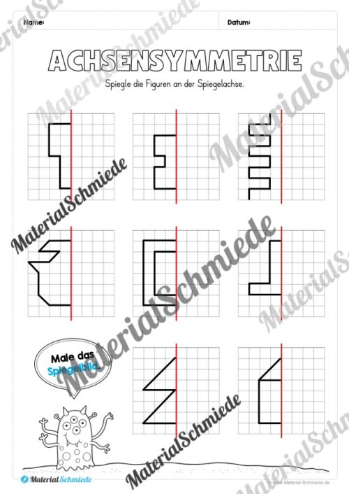 Achsensymmetrie: Arbeitsheft (Arbeitsblatt 11)