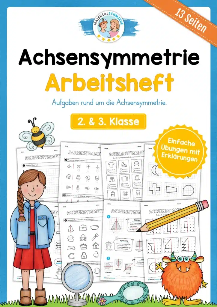 Achsensymmetrie: Arbeitsheft (13 Seiten)
