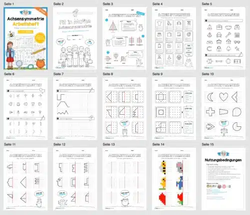 Achsensymmetrie: Arbeitsheft (13 Seiten) - Überblick