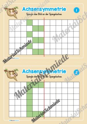 Achsensymmetrie: Kästchen spiegeln (Mini-Heft) – Arbeitsblatt 01