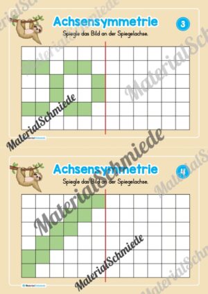 Achsensymmetrie: Kästchen spiegeln (Mini-Heft) – Arbeitsblatt 02