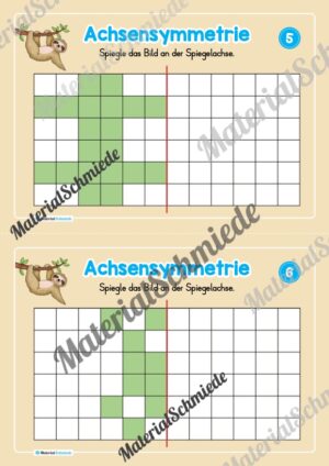 Achsensymmetrie: Kästchen spiegeln (Mini-Heft) – Arbeitsblatt 03