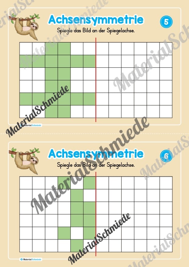 Achsensymmetrie: Kästchen spiegeln (Mini-Heft) – Arbeitsblatt 03