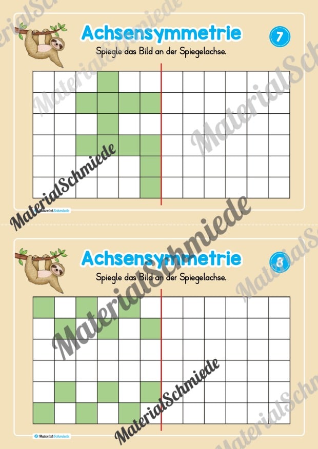 Achsensymmetrie: Kästchen spiegeln (Mini-Heft) – Arbeitsblatt 04