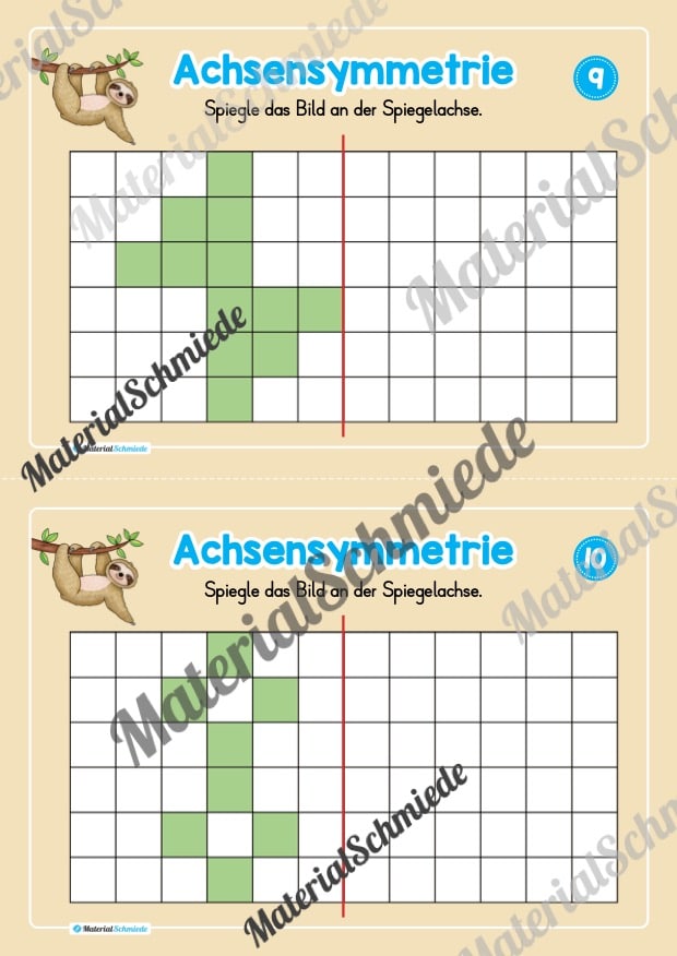 Achsensymmetrie: Kästchen spiegeln (Mini-Heft) – Arbeitsblatt 05