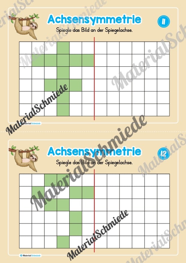 Achsensymmetrie: Kästchen spiegeln (Mini-Heft) – Arbeitsblatt 06
