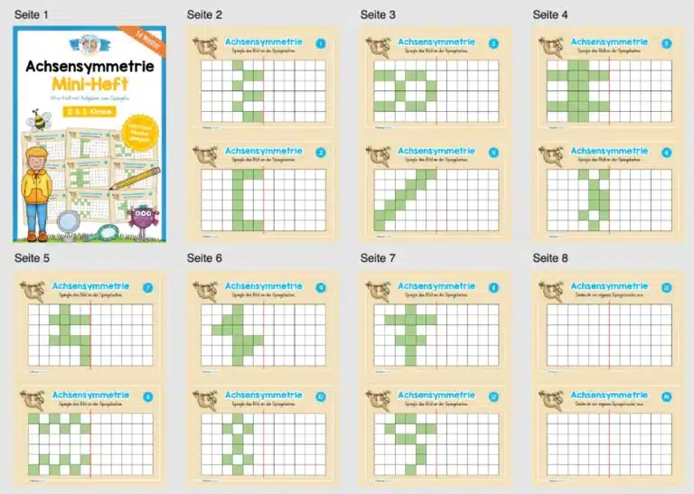 Achsensymmetrie: Kästchen spiegeln (Mini-Heft) – Überblick