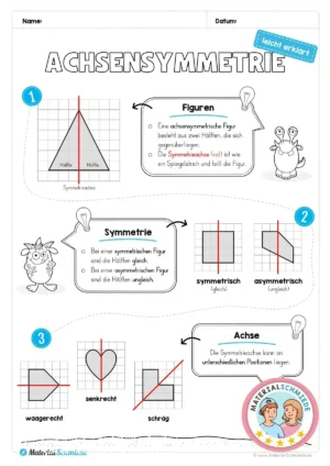 Kostenloses Arbeitsblatt: Achsensymmetrie leicht erklärt (2. & 3. Klasse)