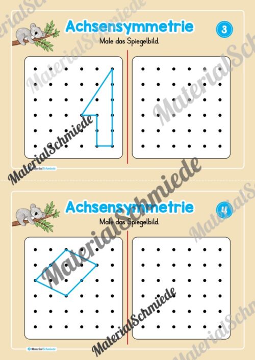Achsensymmetrie: Punkt-Muster spiegeln (Mini-Heft) - Arbeitsblatt 02