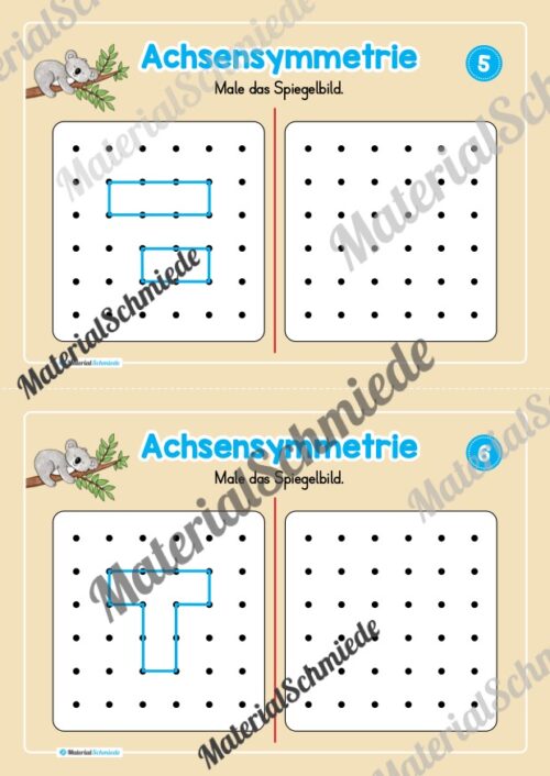Achsensymmetrie: Punkt-Muster spiegeln (Mini-Heft) - Arbeitsblatt 03