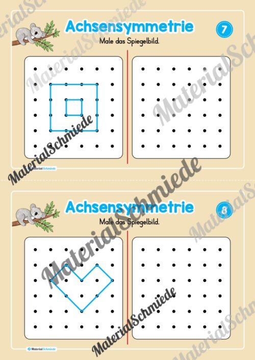 Achsensymmetrie: Punkt-Muster spiegeln (Mini-Heft) - Arbeitsblatt 04