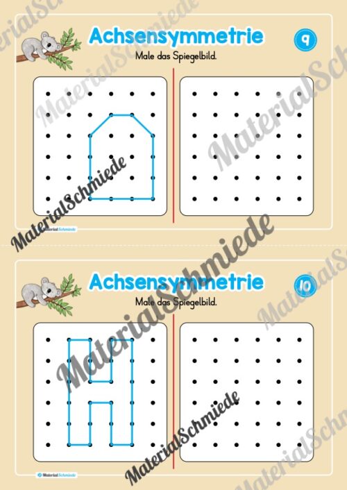 Achsensymmetrie: Punkt-Muster spiegeln (Mini-Heft) - Arbeitsblatt 05